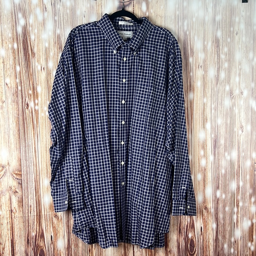 Eddie Bauer Navy Windowpane Button-Down Shirt